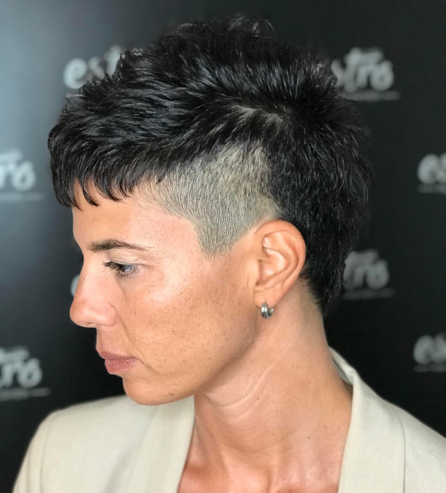 Edgy Short Hairstyle with Angled Undercut