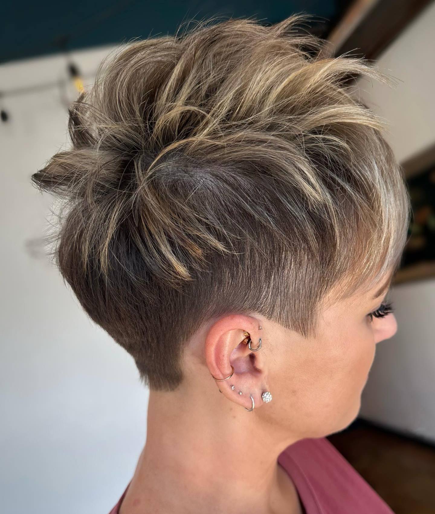 Volumized Undercut Pixie Shag with Highlights