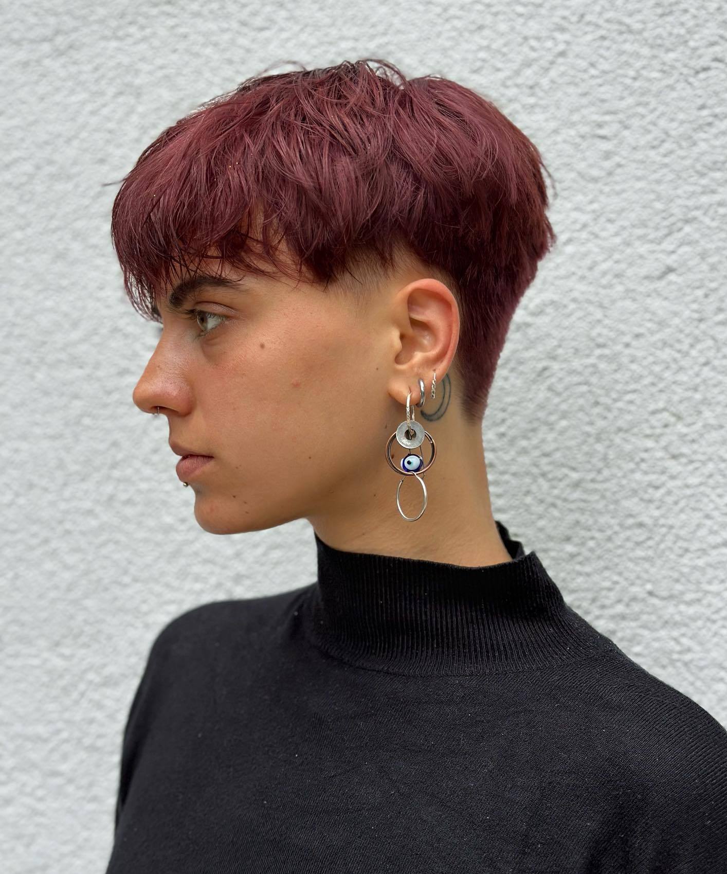 Tapered Burgundy Undercut Pixie