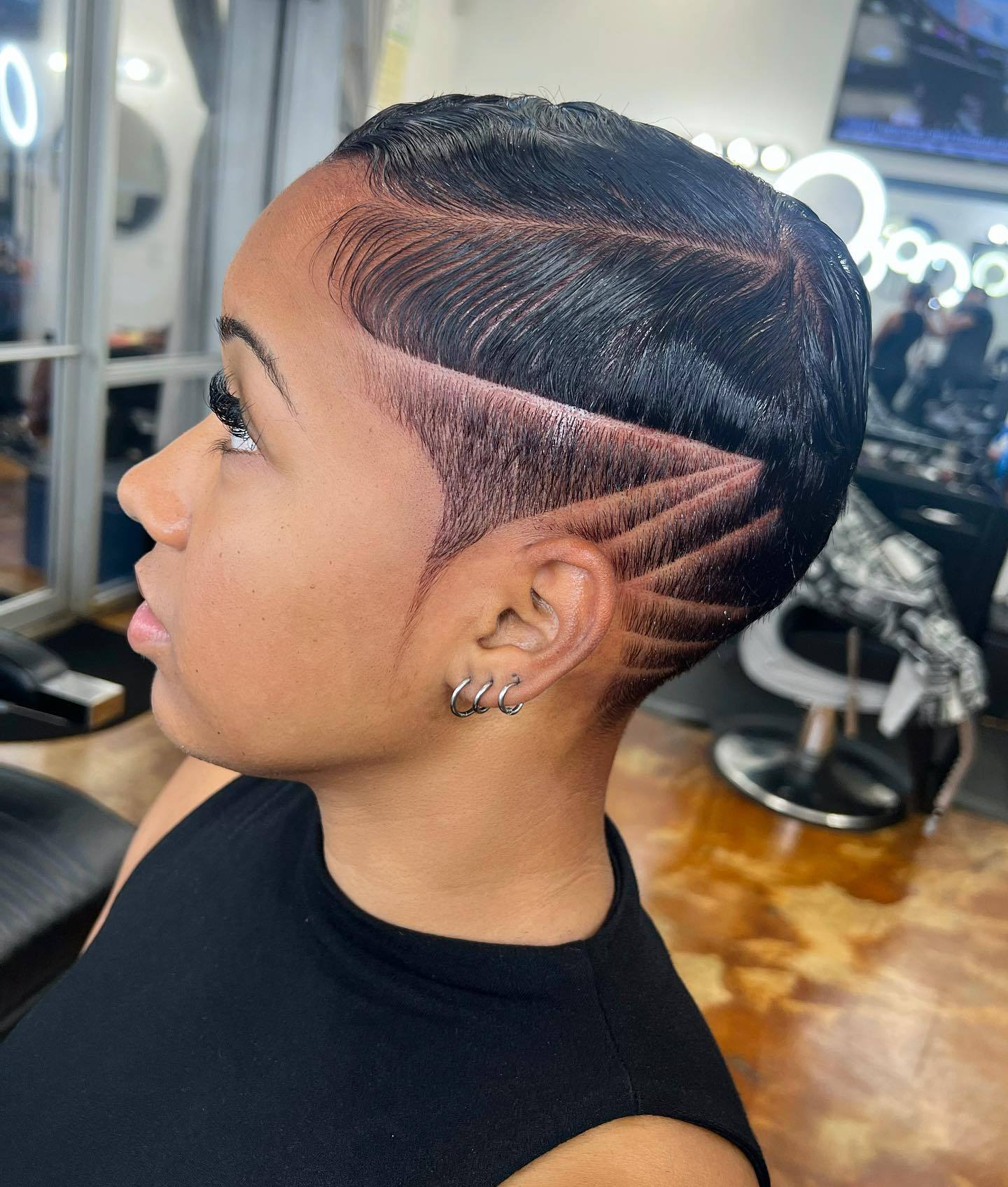 Black Gelled Extra-Short Undercut Hairstyle